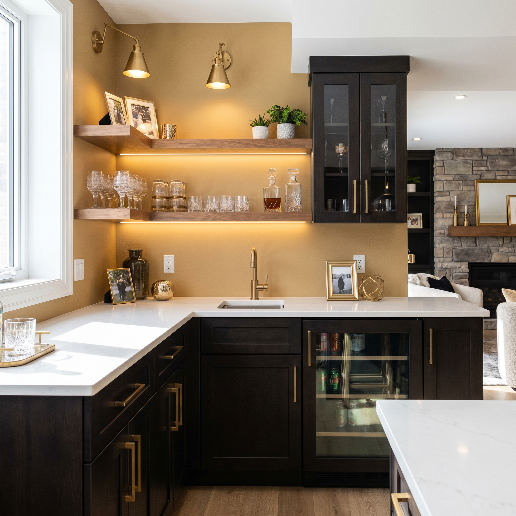Modern basement wet bar installation in Ottawa by Dream Living Construction