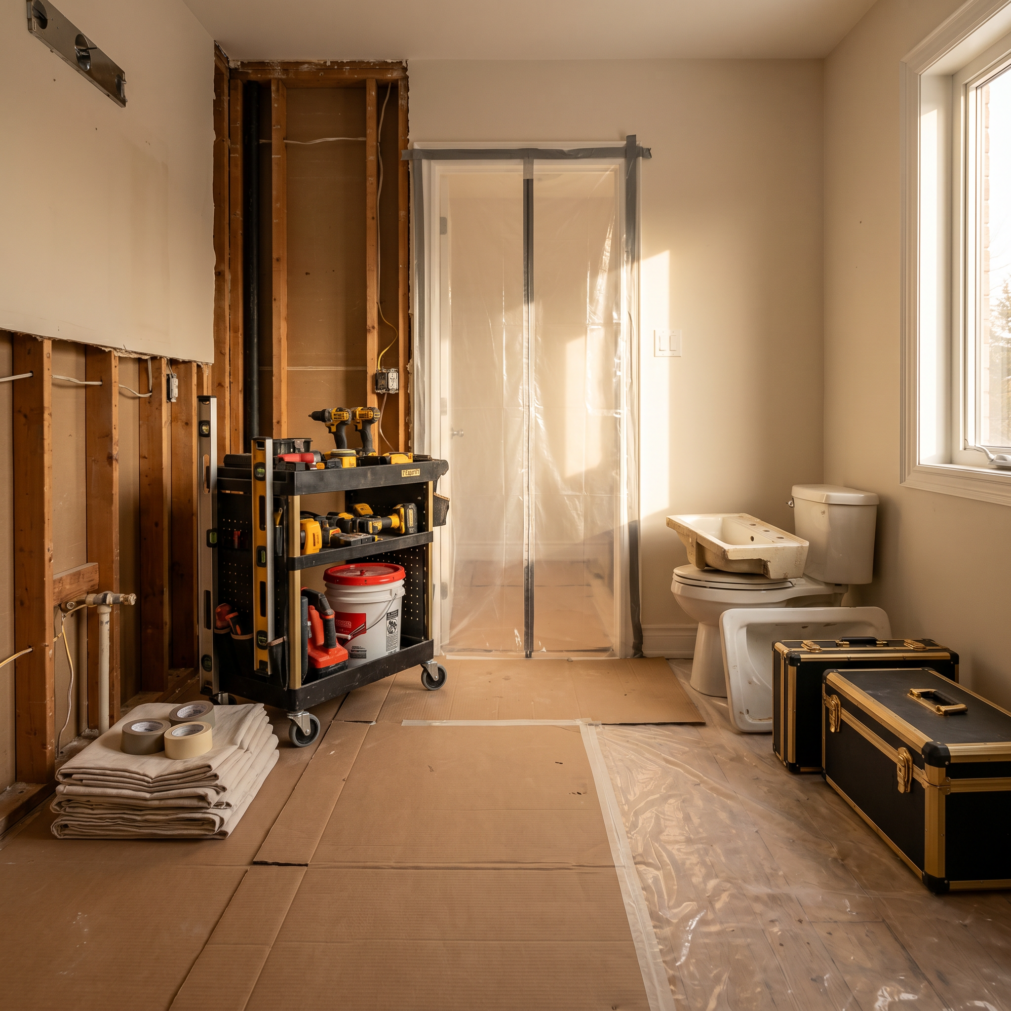 Clean bathroom demolition preparation in Ottawa by Dream Living Construction
