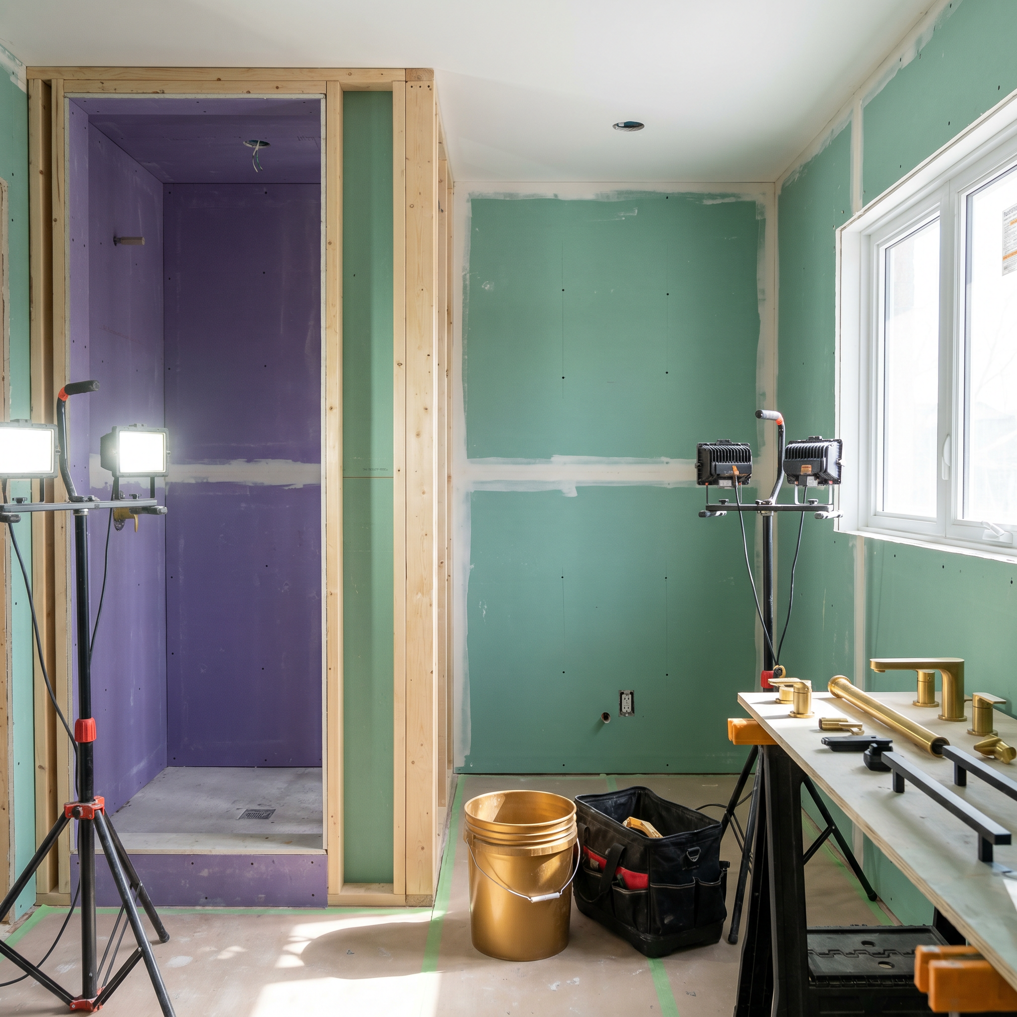Moisture-resistant bathroom drywall installation in Ottawa by Dream Living Construction