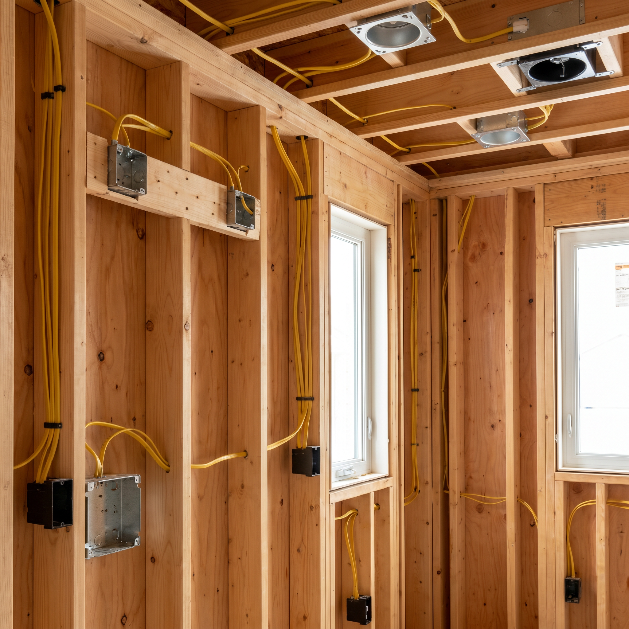 Bathroom electrical rough-in for lighting and fan wiring in Ottawa by Dream Living Construction