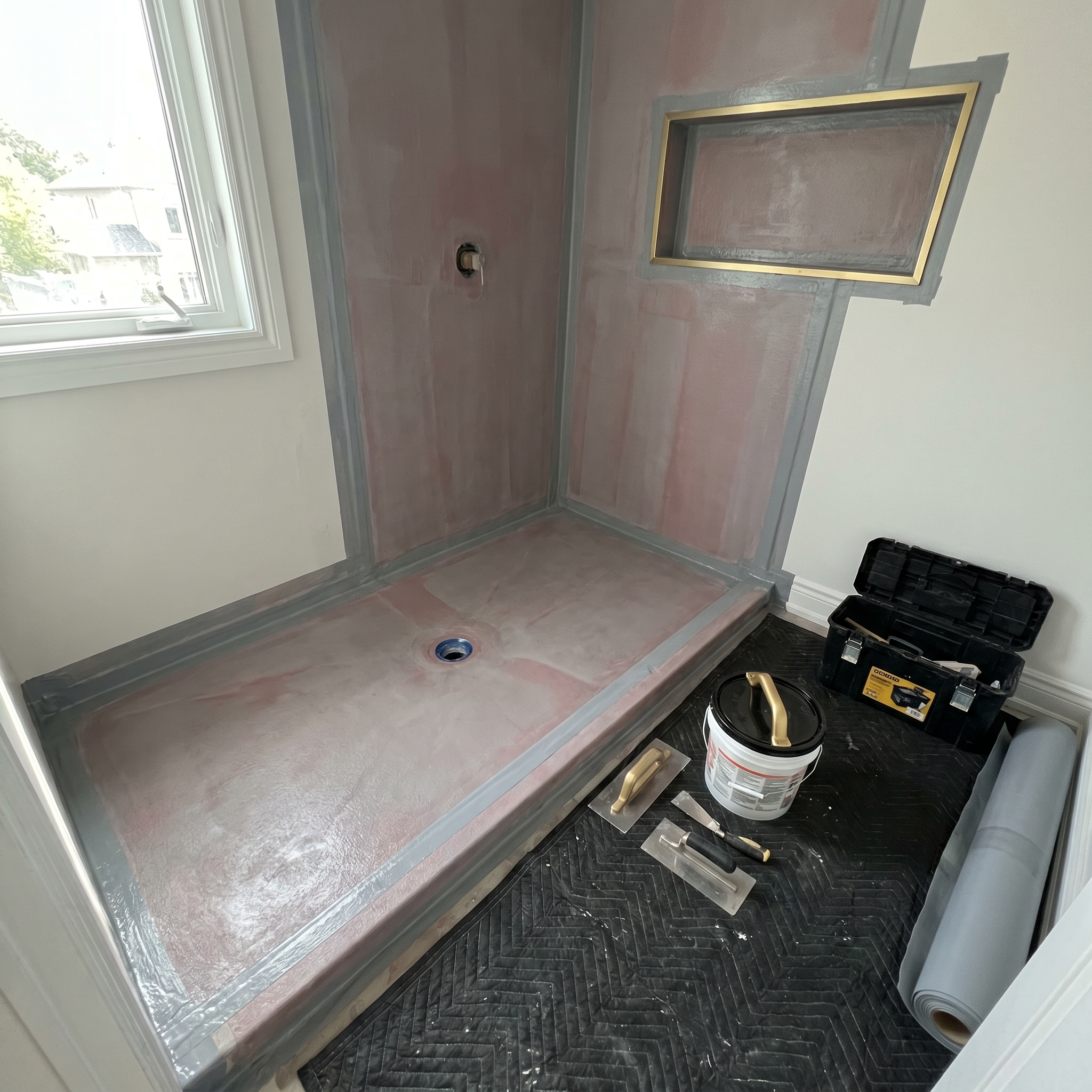 Shower waterproofing system installation in Ottawa by Dream Living Construction