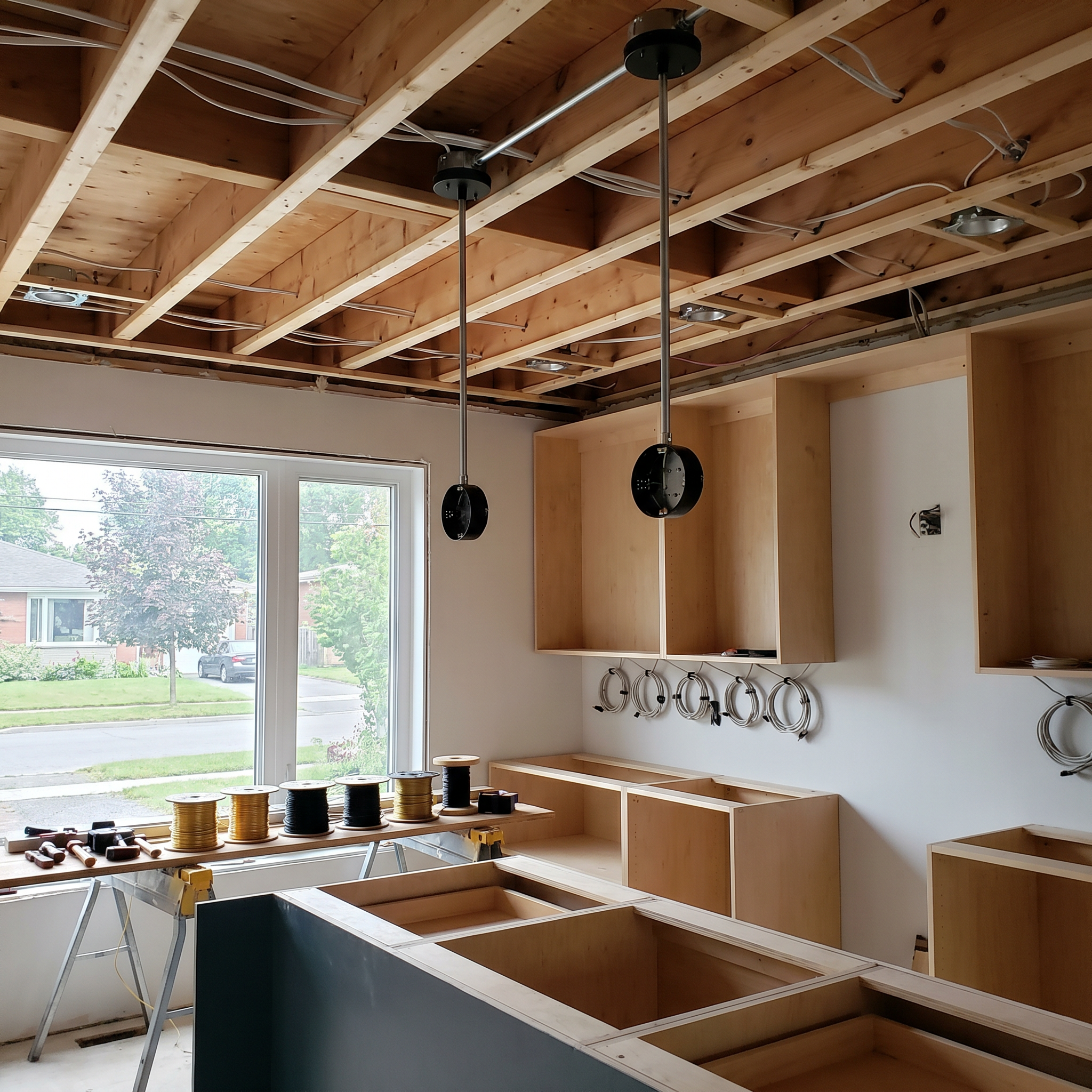 Kitchen electrical upgrades with pot lights and island wiring in Ottawa by Dream Living Construction