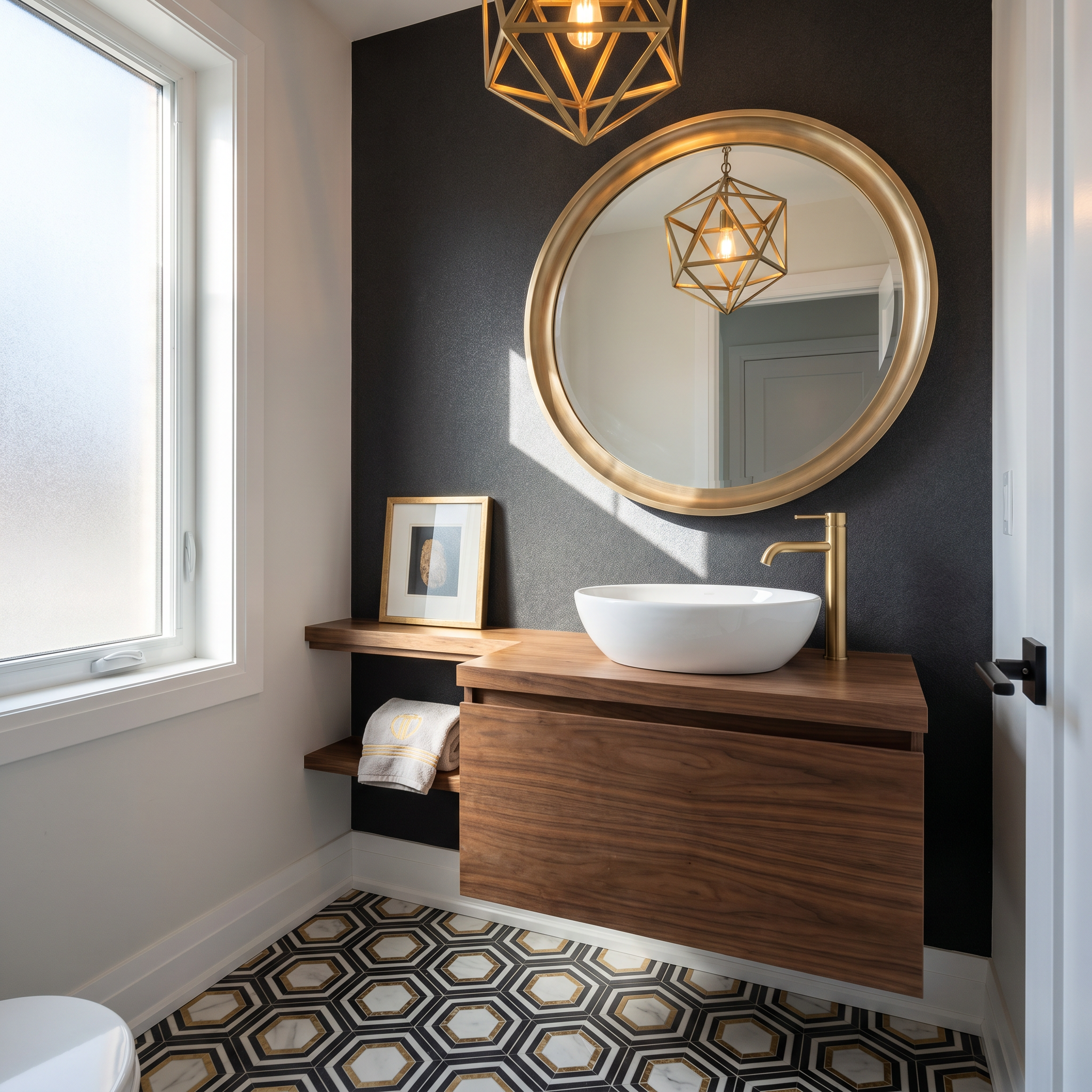 Small luxury powder room renovation in Ottawa by Dream Living Construction